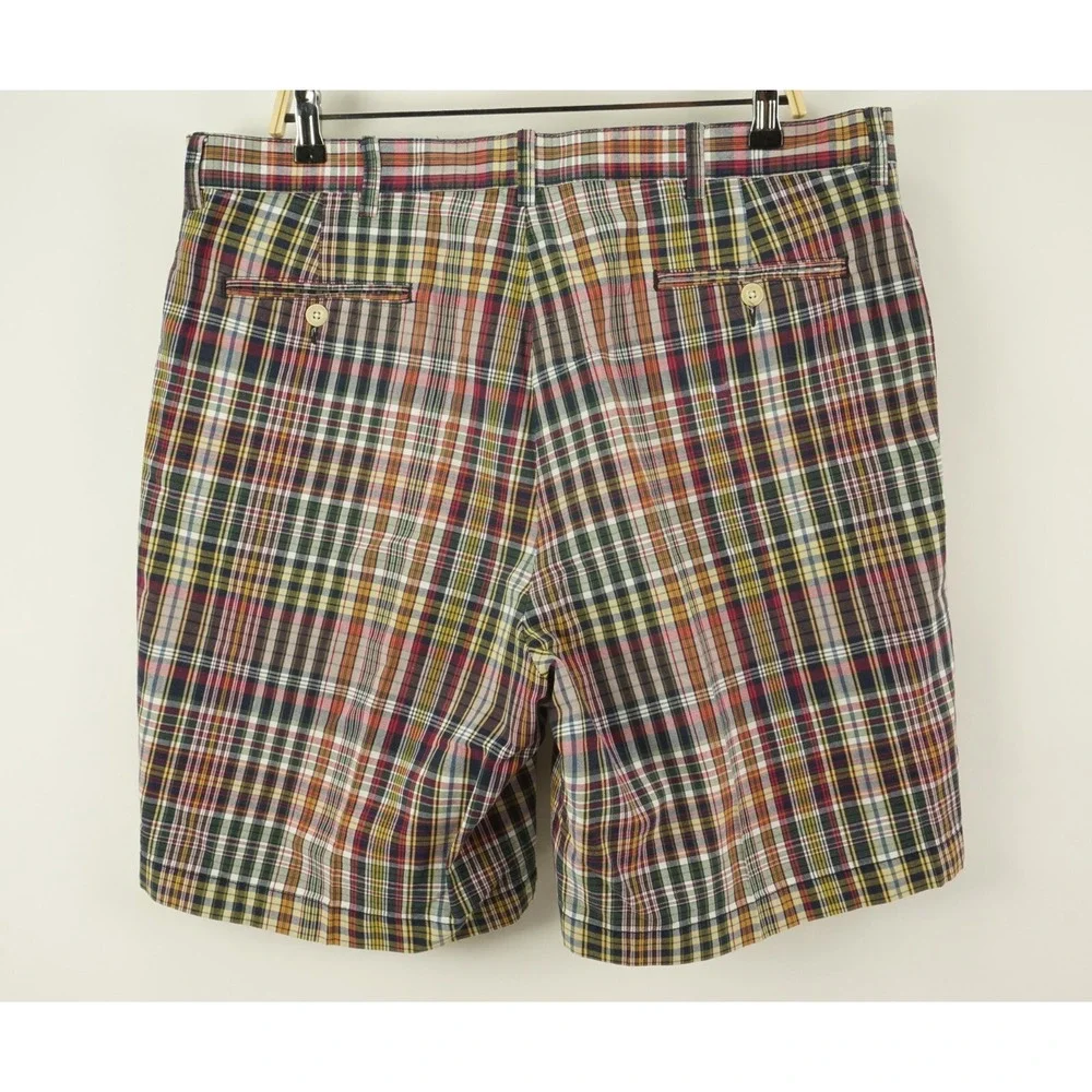 Vintage Polo Ralph Lauren Madras Plaid Pleated Chino Shorts Mens 40 x 8.5 Cotton